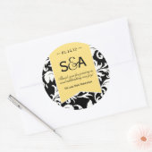 Elegant Lemon Yellow Damask Favor Stickers (Envelop)