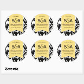 Elegant Lemon Yellow Damask Favor Stickers (Vel)