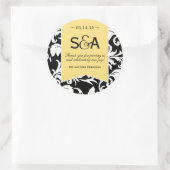 Elegant Lemon Yellow Damask Favor Stickers (Tas)