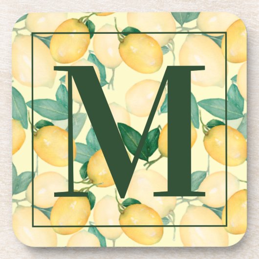 Elegant Lemons en Greenery Bier Onderzetter (Voorkant)