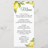 Elégant Lemons Green Diner Mariage Menu (Devant)