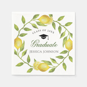 Elegant Lemons Greenery Chic Graduation Party Servet