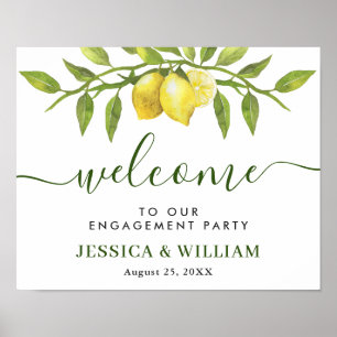 Elegant Lemons Greenery ENGAGTY Welkom Poster