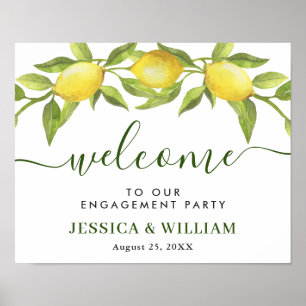 Elegant Lemons Greenery ENGAGTY Welkom Poster