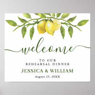 Elegant Lemons Greenery REHEARSAL DINNER Welkom Poster