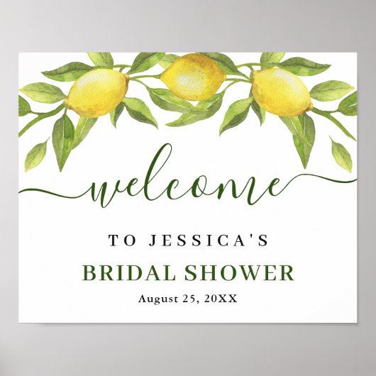 Elegant Lemons Greenery VRIJGEZELLENFEEST Welkom Poster (Voorkant)