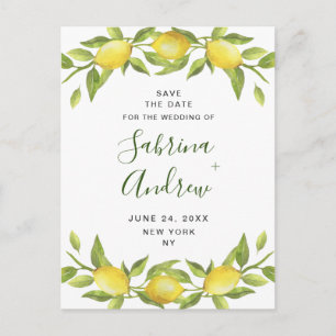 Elegant Lemons Greenery Wedding Save the Date Briefkaart