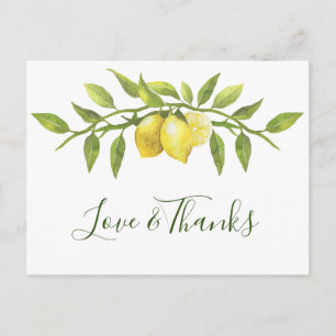 Elegant Lemons Waterverf Floral Wedding Dank je Briefkaart