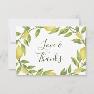 Elegant Lemons Waterverf Greenery Wedding Bedankkaart
