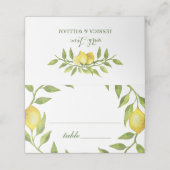 Elegant Lemons Waterverf Greenery Wedding Place C (Buitenkant ongevouwen)