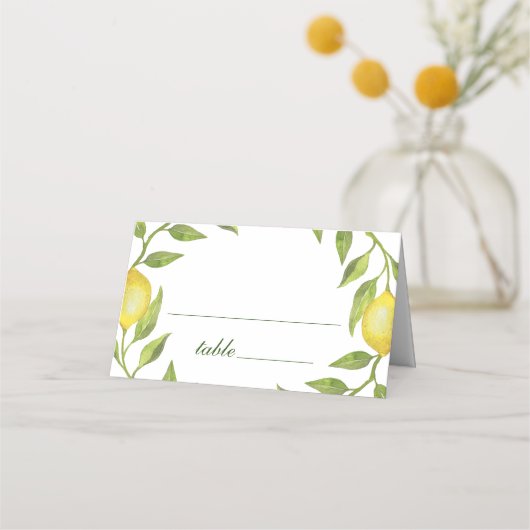Elegant Lemons Waterverf Greenery Wedding Place C (Voorkant)