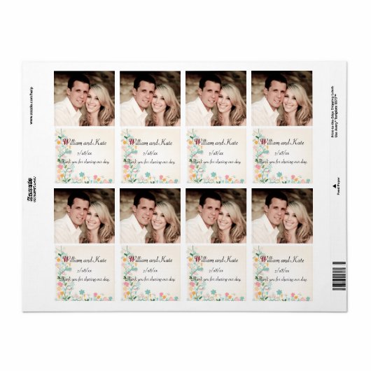 Elegant, Lente Bloemen, Trouw Wijn, Op Maat Etiket (Full Sheet)