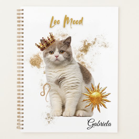Elegant Leo Zodiac Cat Planner Notebook (Devant)