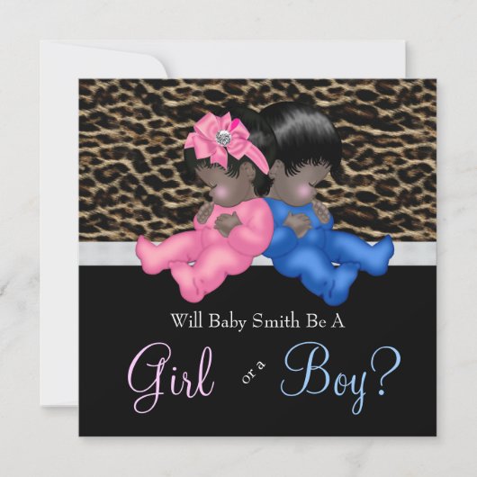 Elegant Leopard Baby gender Reveal Shower Kaart (Voorkant)