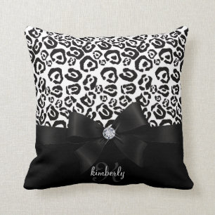 Elegant Leopard Bow & Diamond Personalized Girly Kussen