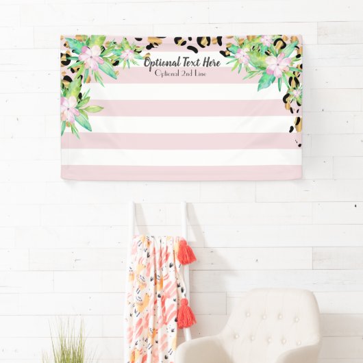 Elegant Leopard Gold en Roze Vinyl Party Backdrop Spandoek (Insitu)