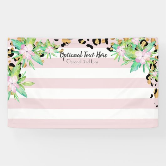 Elegant Leopard Gold en Roze Vinyl Party Backdrop Spandoek (Horizontaal)