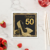 Elegant Leopard Gold High Heel 50e verjaardagsfees Servet (Insitu)