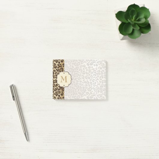 Elegant Leopard Pattern Custom Monogram Post-it® Notes (Kantoor)