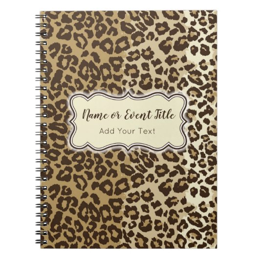Elegant Leopard Pattern past Naam en Gebeurtenis a Notitieboek (Voorkant)