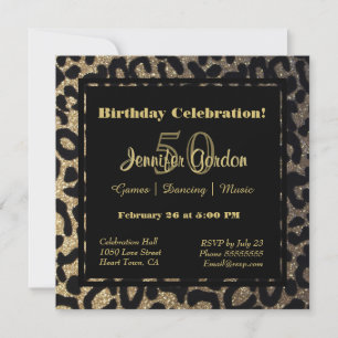 Elegant Leopard Print Glitter Kaart