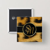 Elegant Leopard Print Monogram script - Button (Voorkant /achterkant)