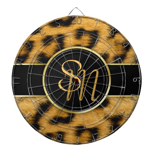 Elegant Leopard Print Monogram Script - Dartboard Dartbord (Voorkant)