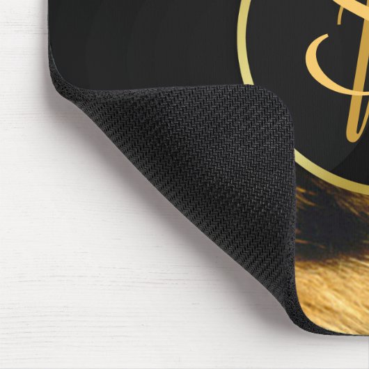 Elegant Leopard Print Monogram script - Mousepad Muismat (Hoek)