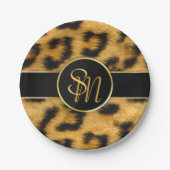 Elegant Leopard Print Monogram Script Paper Bord (Voorkant)