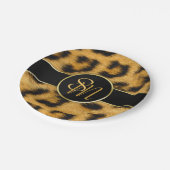Elegant Leopard Print Monogram Script Paper Bord (Gekanteld)