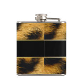 Elegant Leopard Print Monogram Script Vinyl Flask Heupfles (Achterkant)