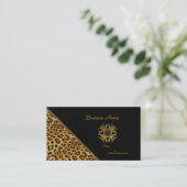 Elegant Leopard Zwart Goud Visitekaartje (Staand voorkant)