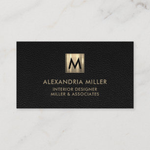 Elegant Leren Luxe Gouden Monogram Visitekaartje