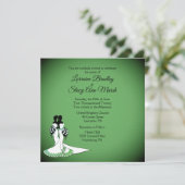 Elegant Lesbian Wedding Invitation Emerald Kaart (Staand voorkant)