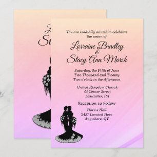 Elegant Lesbian Wedding Pinks uitnodiging