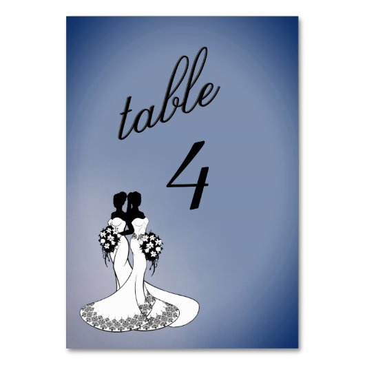 Elegant Lesbian Wedding Table Number Kaart (Voorkant)