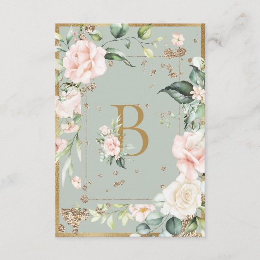 Elegant Letter B Monogram Waterverf Roze rozen Bedankkaart (Voorkant)