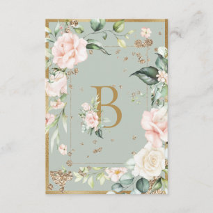 Elegant Letter B Monogram Waterverf Roze rozen Bedankkaart