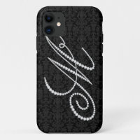 Elegant Letter M Sparging Diamonds-Monogram