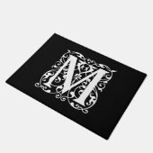 Elegant Letter M White op zwart monogram Deurmat (Schuin)