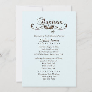 Elegant lettertype Blue Baptism uitnodiging