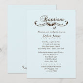 Elegant lettertype Blue Baptism uitnodiging (Voorkant / Achterkant)