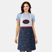 Elegant leuk custom rood grijs blauw bessen patroo schort (Gedragen)