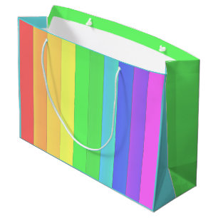 Elegant & Leuk Kleurrijke Regenboog Strepen Blauw  Groot Cadeauzakje