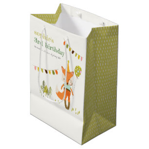 Elegant Leuke Woodland Fun Party Fox Kids Verjaard Medium Cadeauzakje