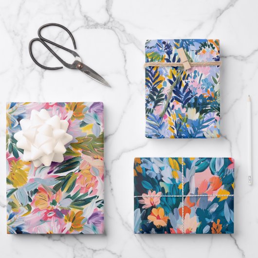 Elegant levendig Abstract botanisch kunstpatroon Inpakpapier Vel (Voorkant)