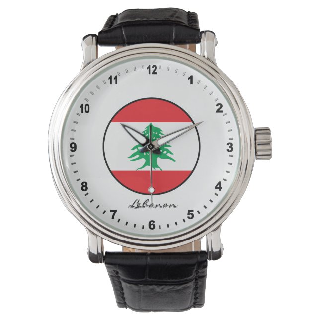 Elegant Libanon Watch & Libanese vlag Horloge (Voorkant)