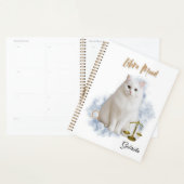 Elegant Libra Zodiac Cat White Planner Notebook (Devant avec enveloppe)