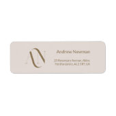 Elegant Licht Beige en Gouden Monogram Etiket (Voorkant)