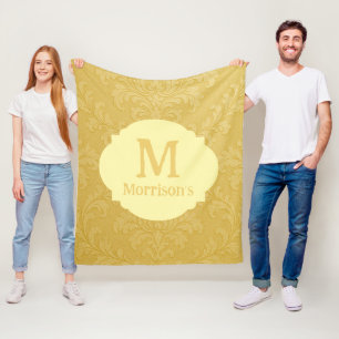 Elegant Licht Goud Barok Damast Custom Fleece Deken